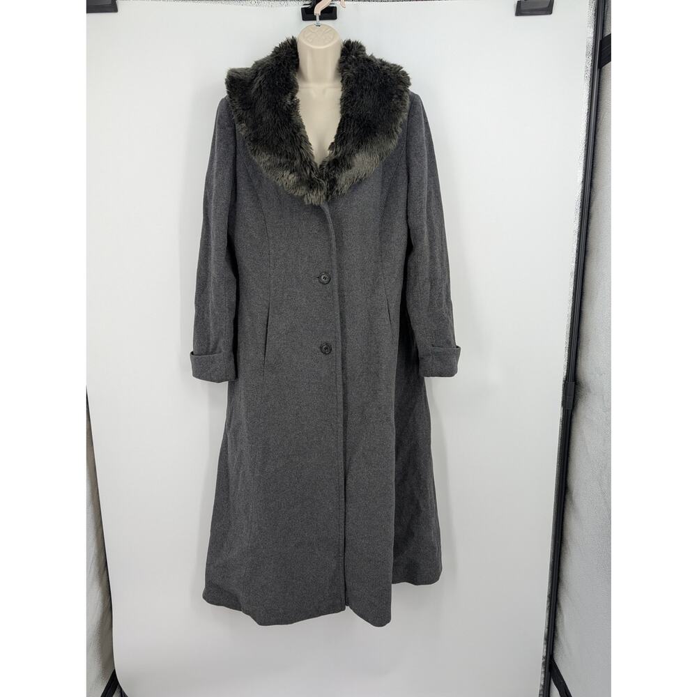 Lauren Ralph Lauren Wool Cashmere Blend Faux Fur Collar Walker Coat Size 16 **